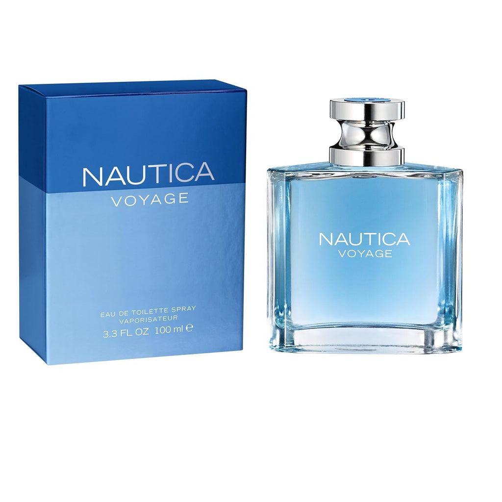 Nautica Voyage Eau De Toilette, Cologne and Fragrance For Men, Fresh, Romantic, Fruity Scent Woody, Aquatic Notes of Apple, Water Lotus, Cedarwood, and Musk Ideal Day Wear, Long Lasting 3.3Fl oz